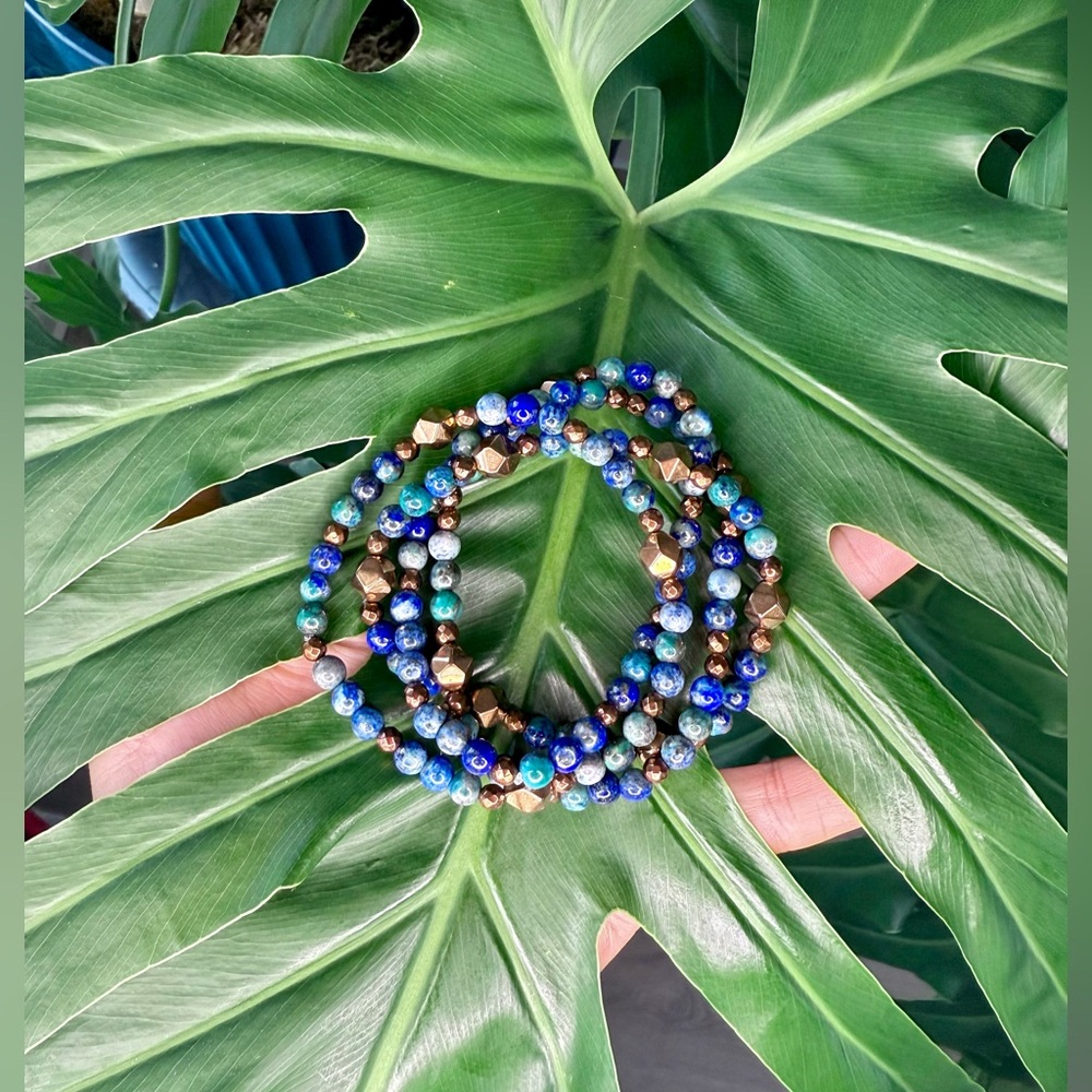 Azurite & Hematite bracelet (one)